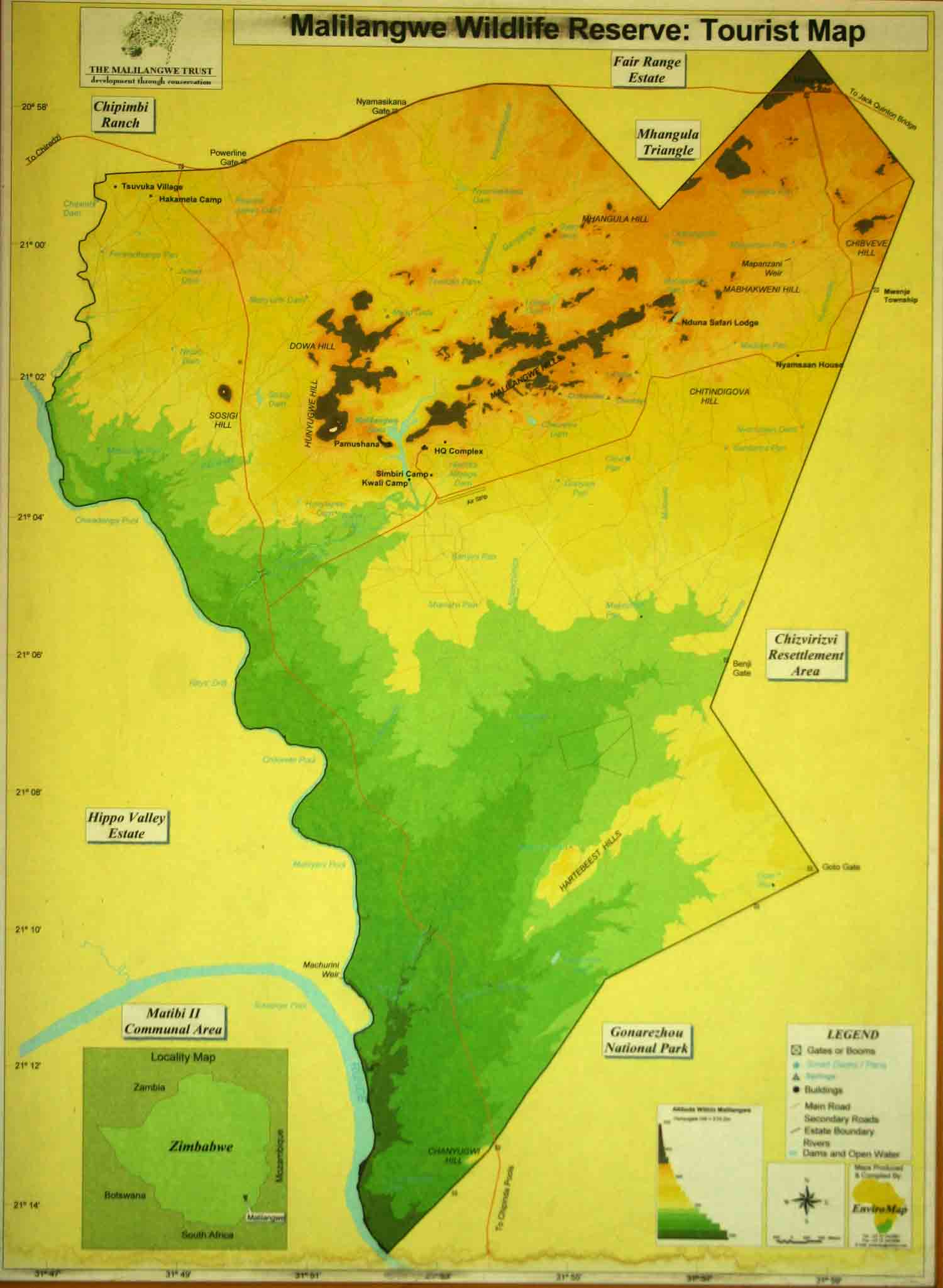 Map of Malilangwe